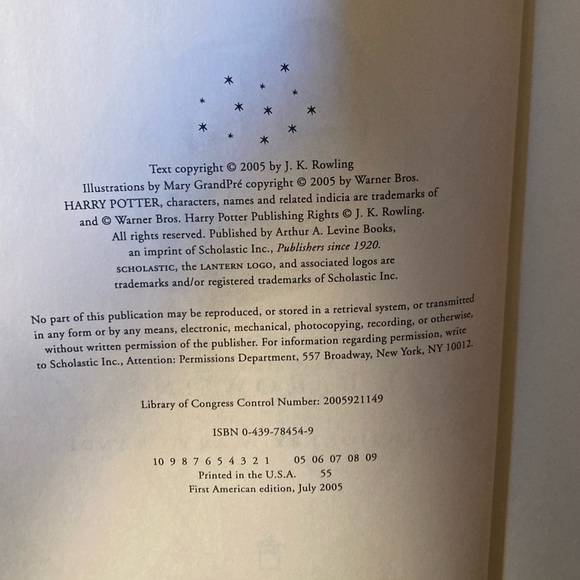 Book: Harry Potter and the Half-Blood Prince First American Edition, July 2005 - Picture 16 of 16